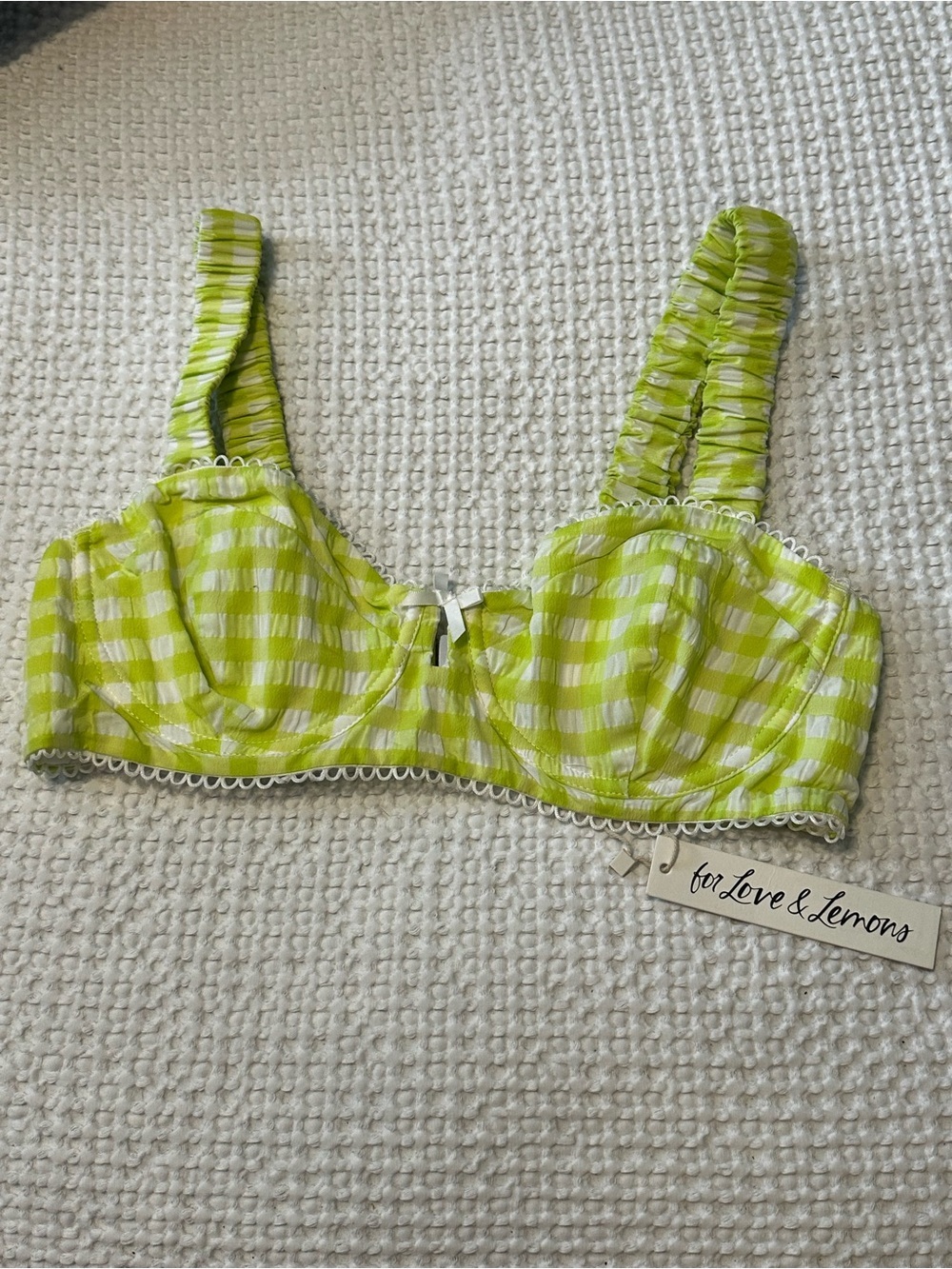 For Love And Lemons Lime Gingham Underwire Bralette